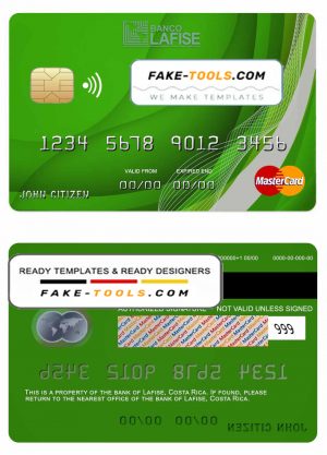 Costa Rica lafise bank mastercard credit card template in PSD format, fully editable Costa Rica lafise bank mastercard credit card template in PSD format, fully editable