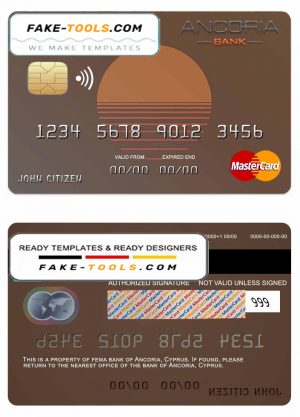 Cyprus Ancoria bank mastercard template in PSD format, fully editable Cyprus Ancoria bank mastercard template in PSD format, fully editable