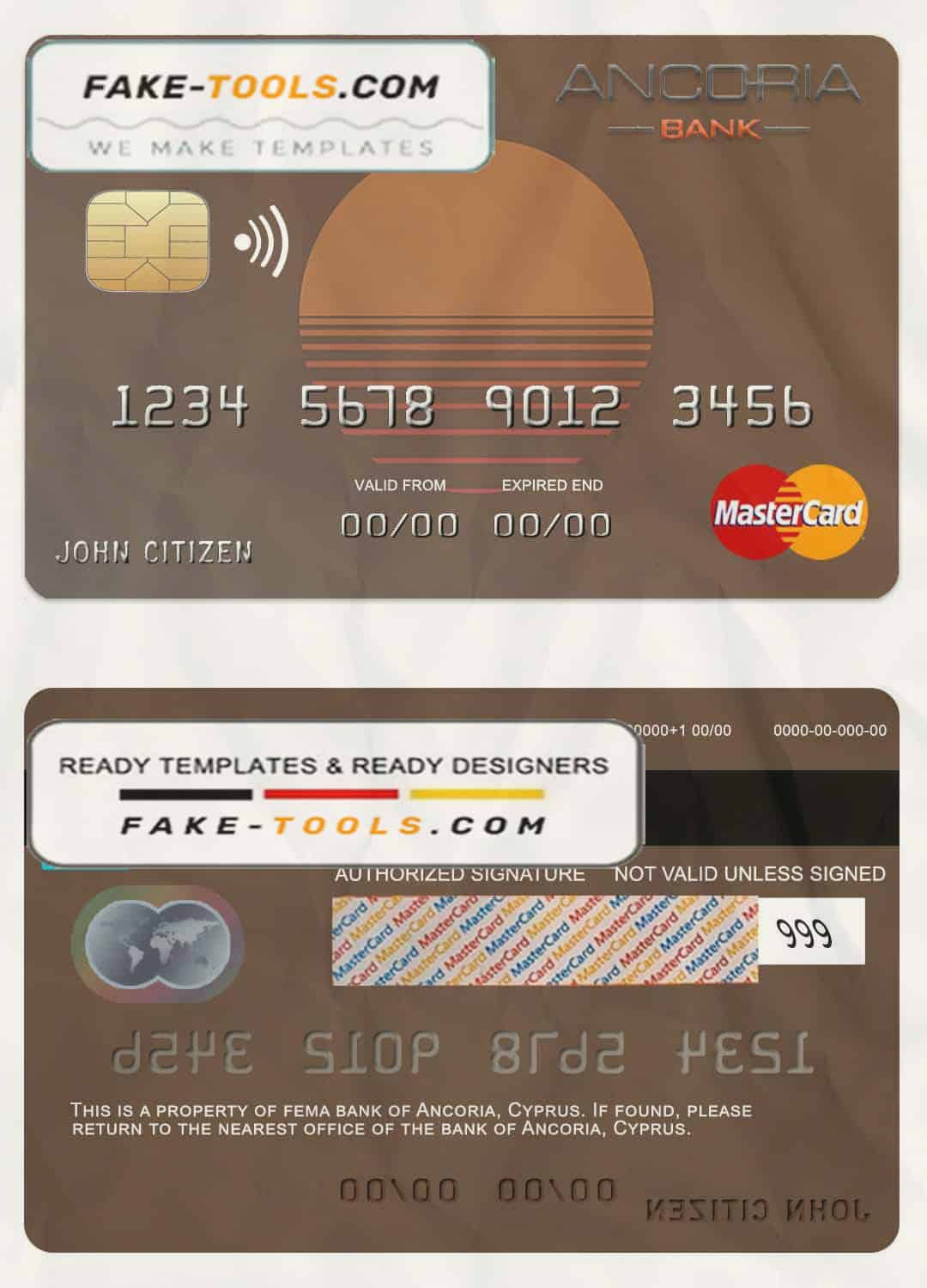 Cyprus Ancoria bank mastercard template in PSD format, fully editable Cyprus Ancoria bank mastercard template in PSD format, fully editable