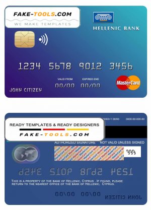 Cyprus Hellenic bank mastercard credit card template in PSD format, fully editable Cyprus Hellenic bank mastercard credit card template in PSD format, fully editable