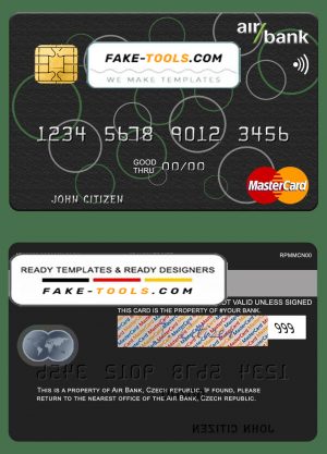 Czech Air Bank mastercard template in PSD format