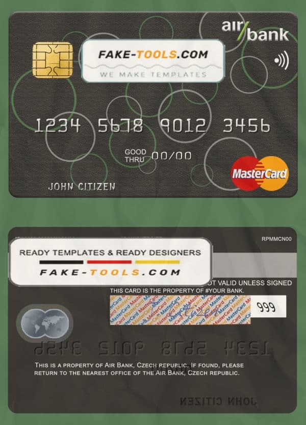 Czech Air Bank mastercard template in PSD format