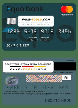 Czech Equa Bank mastercard template in PSD format