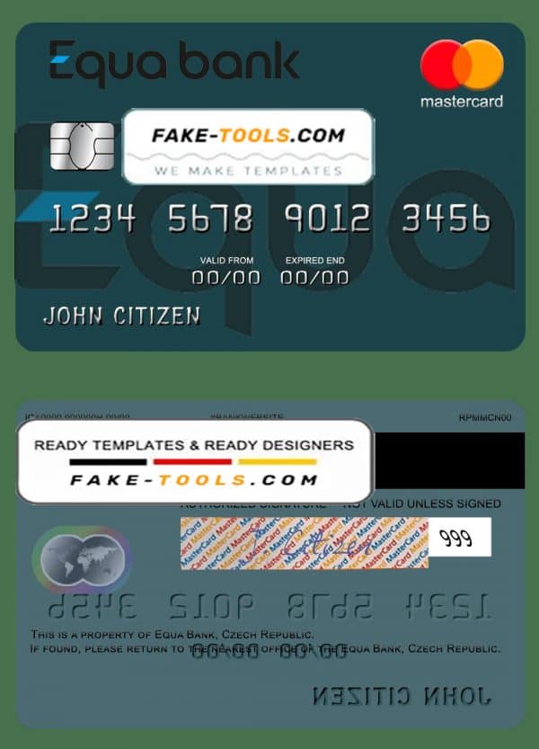 Czech Equa Bank mastercard template in PSD format