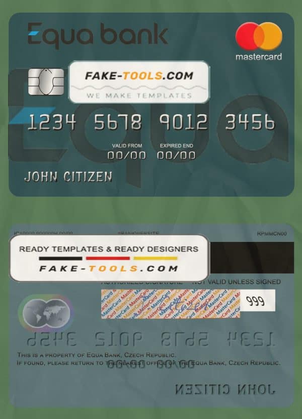 Czech Equa Bank mastercard template in PSD format