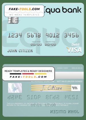 Czech Equa Bank visa debit card template in PSD format