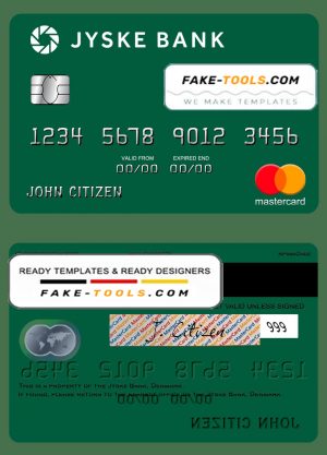 Denmark Jyske Bank mastercard template in PSDÂ format
