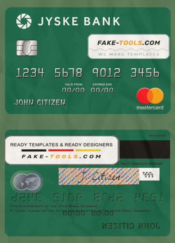 Denmark Jyske Bank mastercard template in PSDÂ format