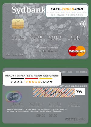 Denmark Sydbank mastercard template in PSD format