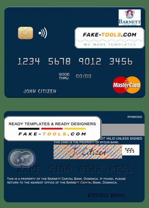 Dominica Barnett Capital Bank mastercard template in PSD format