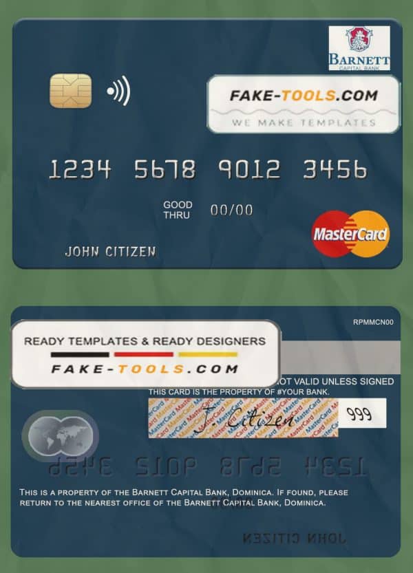 Dominica Barnett Capital Bank mastercard template in PSD format