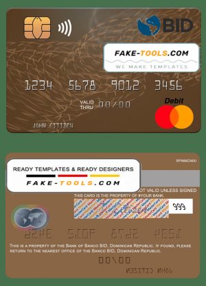Dominican Republic Banco BID mastercard template in PSD format