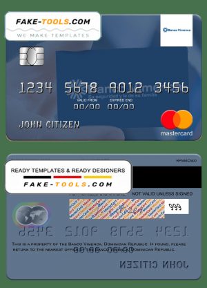 Dominican Republic Banco Vimecan mastercard mastercard template in PSD format