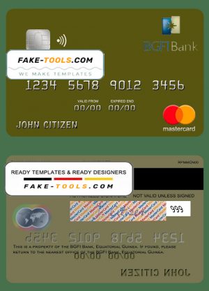 Equatorial Guinea BGFI Bank mastercard credit card template in PSD format