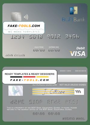 Equatorial Guinea BGFI Bank visa debit card template in PSD format
