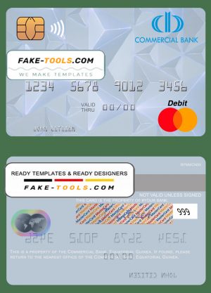 Equatorial Guinea Commerical bank Guinee Equatoriale mastercard template in PSD format