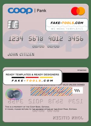Estonia Coop Pank mastercard credit card template in PSDÂ format