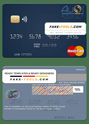 Gabon Alios France mastercard template in PSD format