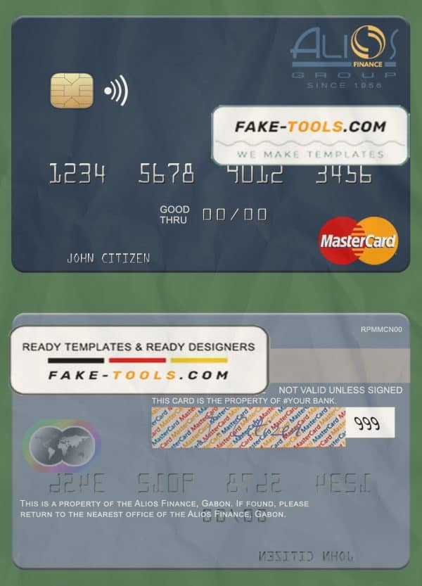 Gabon Alios France mastercard template in PSD format