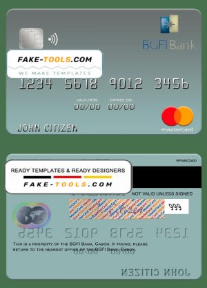 Gabon BGFI Bank mastercard template in PSD format