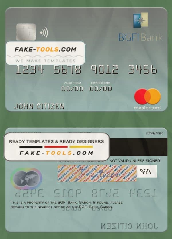 Gabon BGFI Bank mastercard template in PSD format