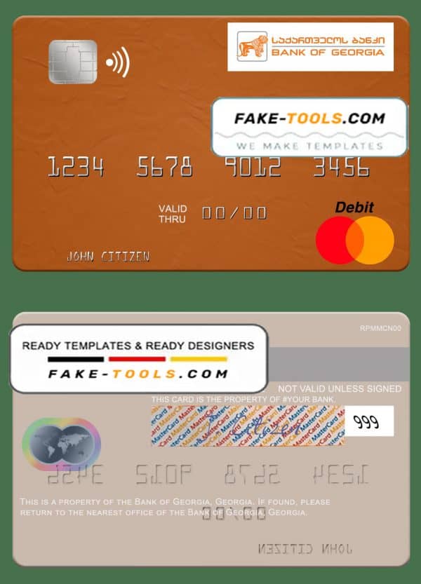 Georgia Bank of Georgia mastercard template in PSD format