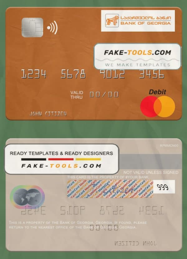Georgia Bank of Georgia mastercard template in PSD format