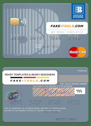 Georgia Basis Bank mastercard template in PSD format