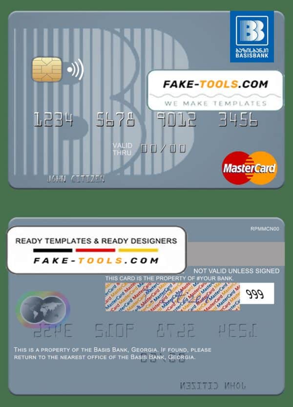 Georgia Basis Bank mastercard template in PSD format