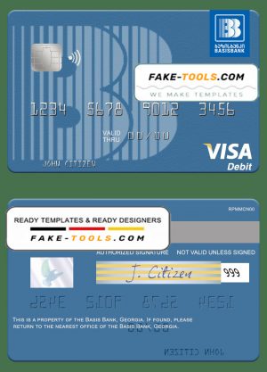 Georgia Basis Bank visa debit card template in PSD format