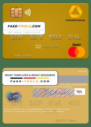 Germany Commerz Bank mastercard template in PSD format