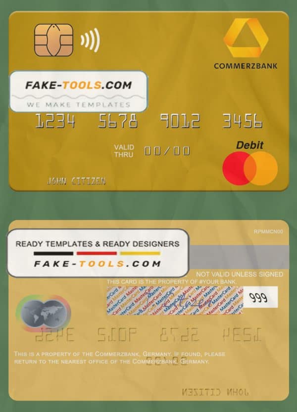 Germany Commerz Bank mastercard template in PSD format
