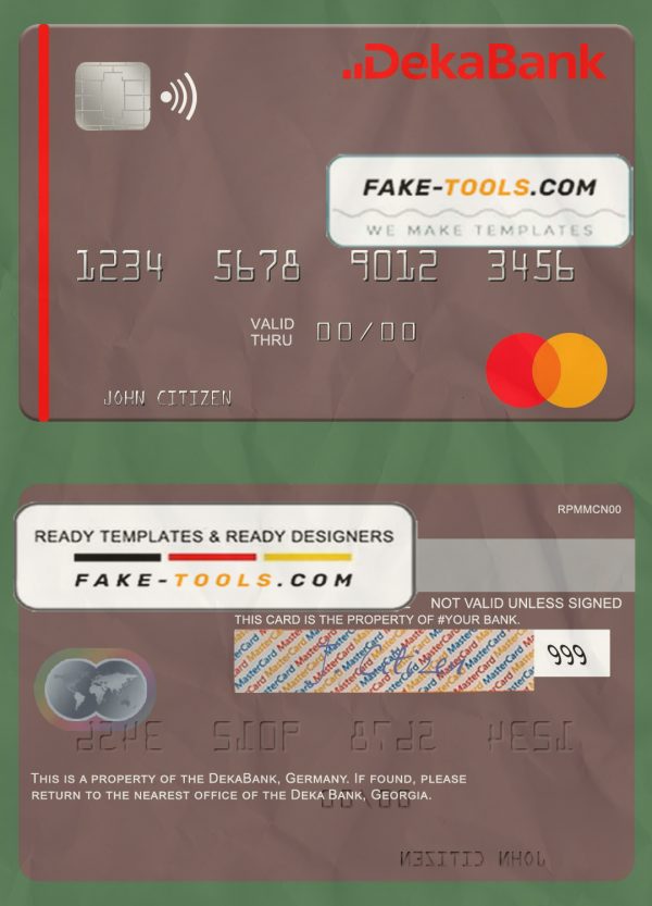 Germany Deka Bank mastercard template in PSD format