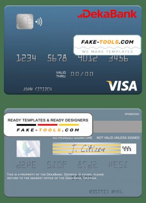 Germany Deka Bank visa debit card template in PSD format