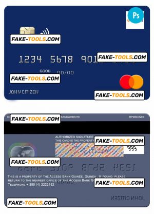 Guinea Access Bank Guinée mastercard fully editable template in PSD format