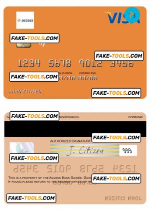 Guinea Access Bank Guinée visa card fully editable template in PSD format