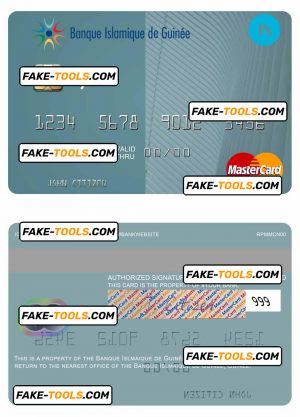 Guinea Banque Islmaique de Guinée mastercard credit card fully editable template in PSD format