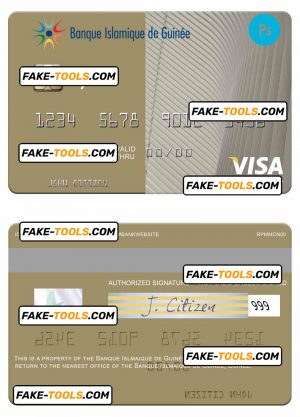 Guinea Banque Islmaique de Guinée visa card fully editable template in PSD format