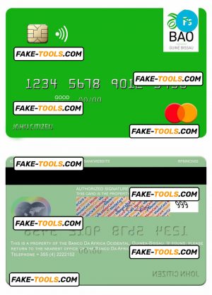 Guinea Bissau Banco Da Africa Ocidental mastercard credit card fully editable template in PSD format