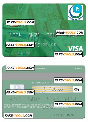 Guinea Bissau Banco Da Uniao visa card fully editable template in PSD format