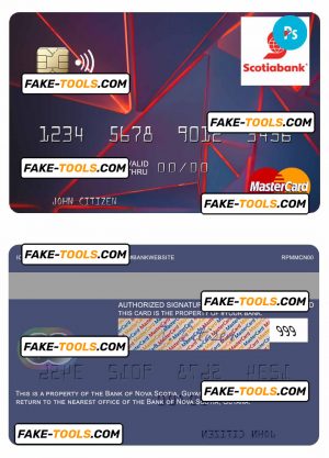 Guyana Bank of Nova Scotia mastercard credit card fully editable template in PSD format