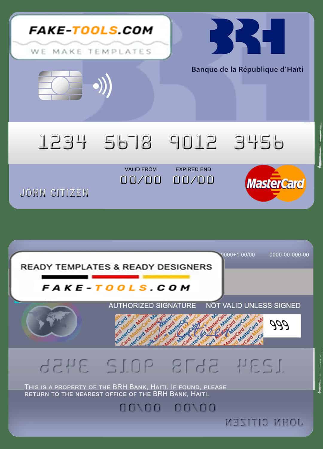 Haiti BRH bank mastercard template in PSD format, fully editable Haiti BRH bank mastercard template in PSD format, fully editable