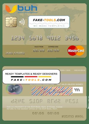 Haiti BUH Bank mastercard credit card template in PSD format, fully editable Haiti BUH Bank mastercard credit card template in PSD format, fully editable