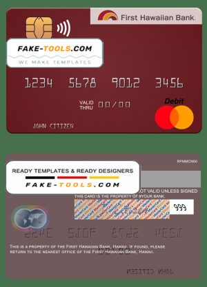 Hawaii First Hawaiian Bank mastercard template in PSD format, fully editable Hawaii First Hawaiian Bank mastercard template in PSD format, fully editable