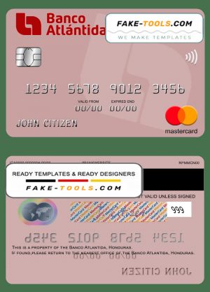 Honduras Banco Atlantida mastercard template in PSD format, fully editable Honduras Banco Atlantida mastercard template in PSD format, fully editable