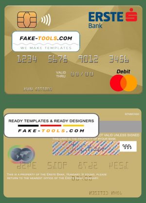 Hungary Erste Bank mastercard template in PSD format, fully editable Hungary Erste Bank mastercard template in PSD format, fully editable