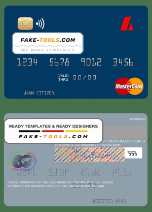 Iceland Landsbankinn mastercard template in PSD format, fully editable Iceland Landsbankinn mastercard template in PSD format, fully editable