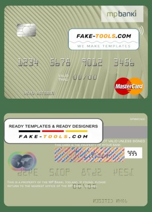Iceland MP Banki mastercard template in PSD format, fully editable Iceland MP Banki mastercard template in PSD format, fully editable