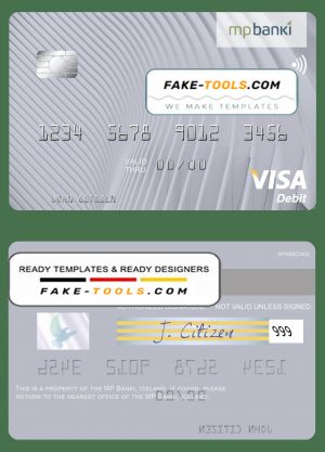 Iceland MP Banki visa card template in PSD format, fully editable Iceland MP Banki visa card template in PSD format, fully editable