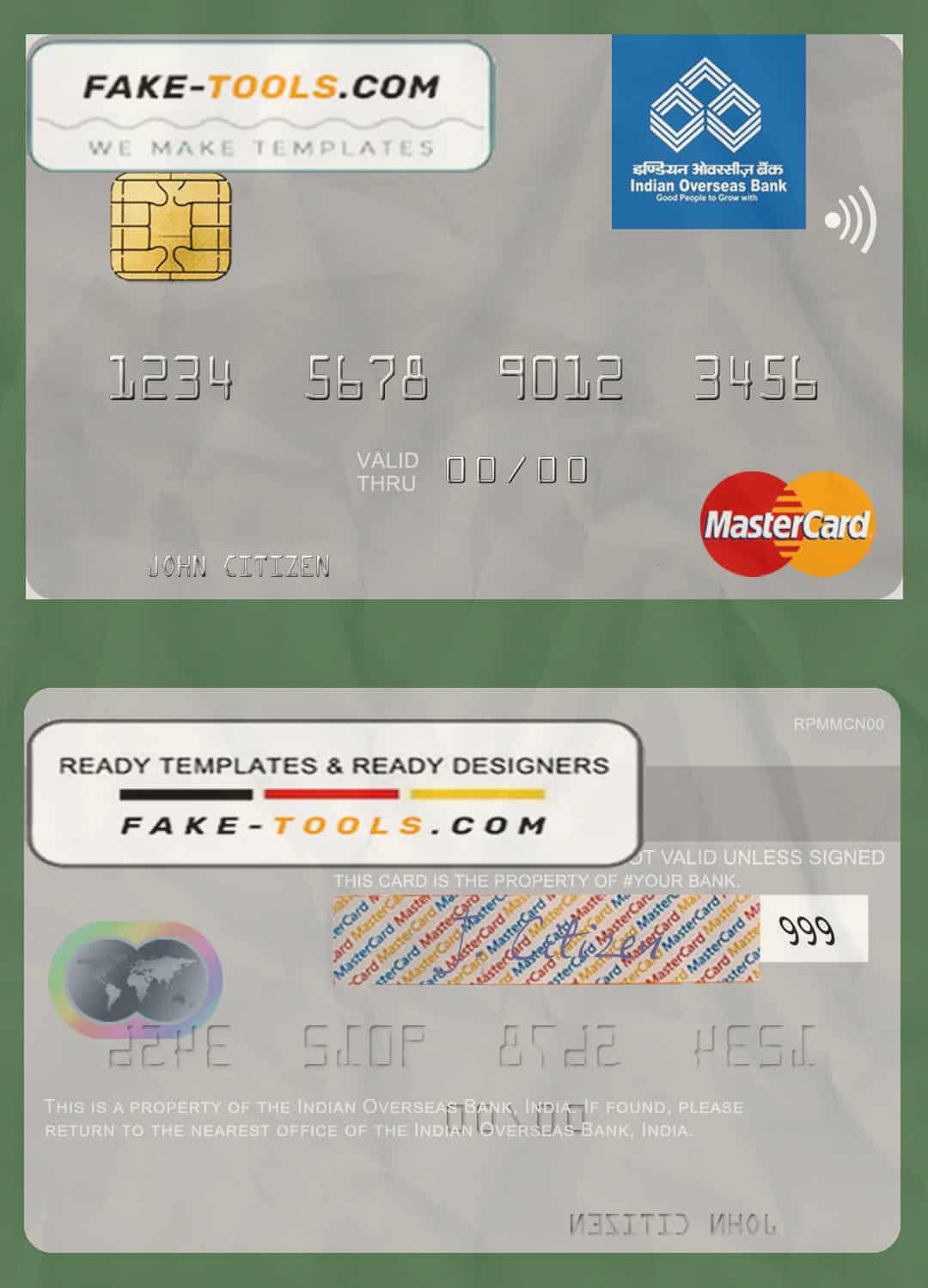 India Indian Overseas Bank mastercard template in PSD format, fully editable India Indian Overseas Bank mastercard template in PSD format, fully editable